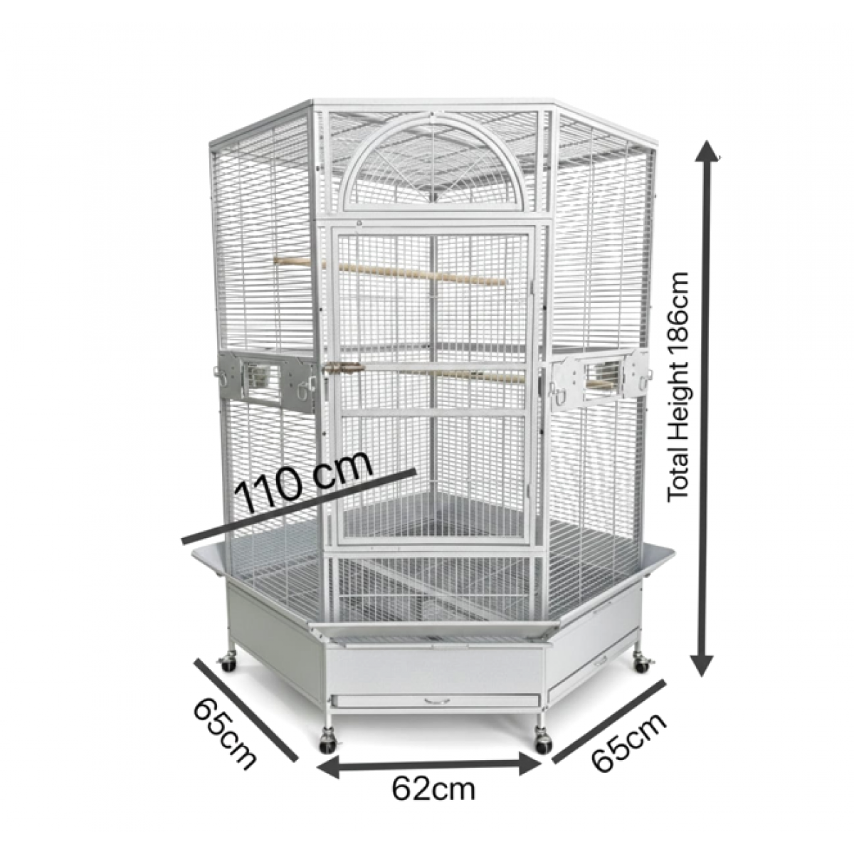 Jumbo Corner Parrot Cage – White, 186 cm Tall × 110×110 cm Footprint ... - Jumbo Parrot Aviary With Bird Climbing Structures Only